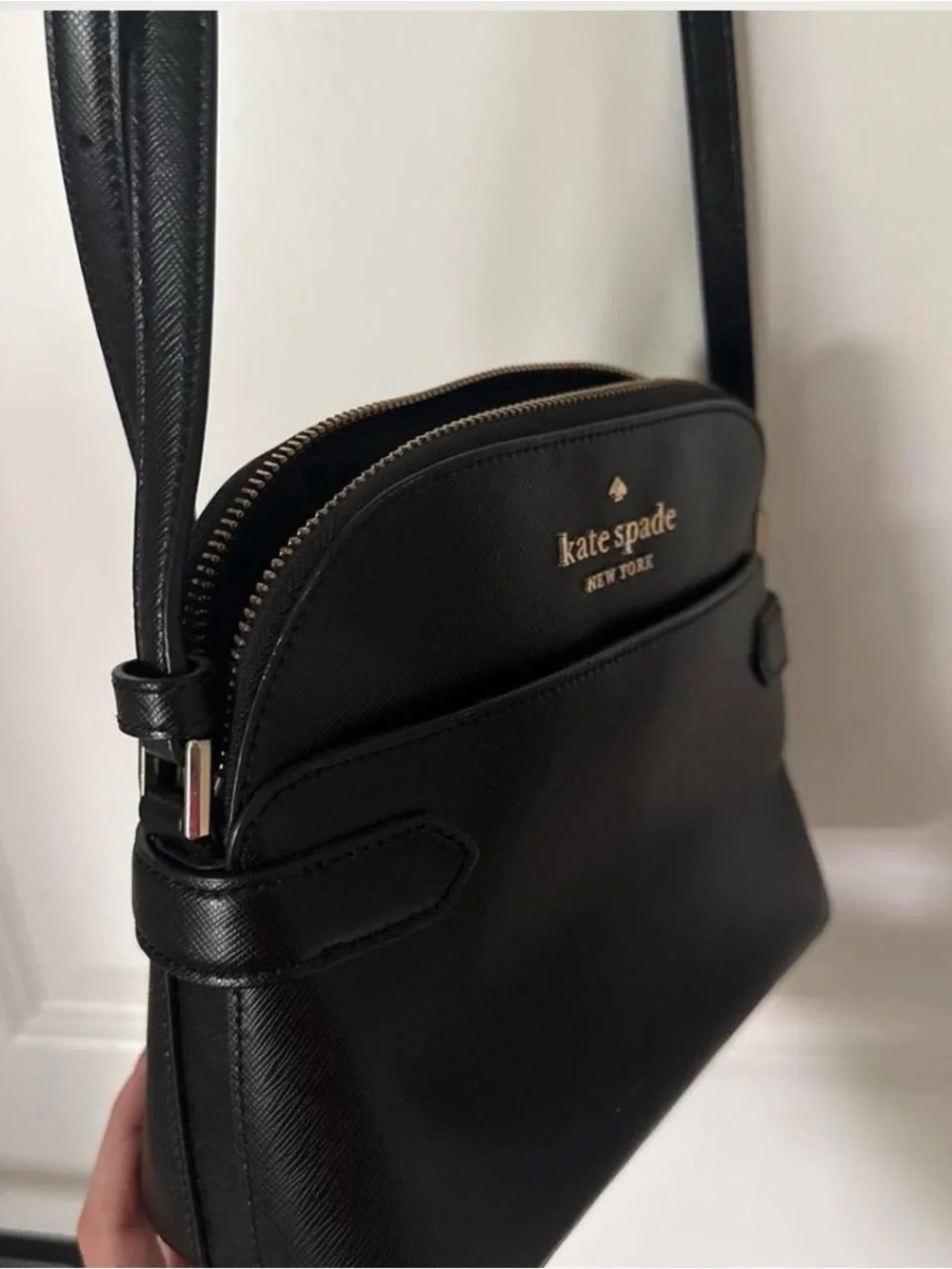 kate spade Black Leather Dome Crossbody Bag